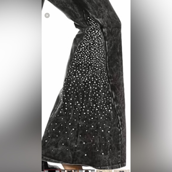 Women’s casual pants . Dot bottom print , flare leg - Picture 3 of 6